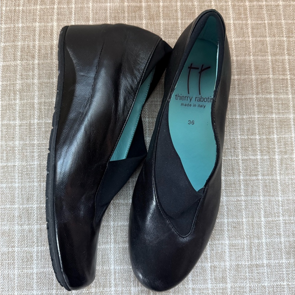 Thierry Rabotin Black Leather heeled slip on